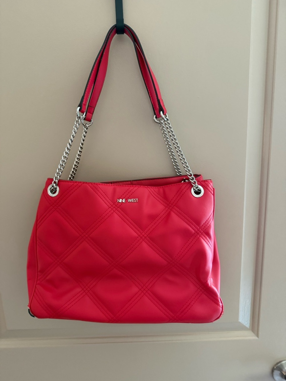 Nine West Quilted Red Chain-Handle Shoulder Bag